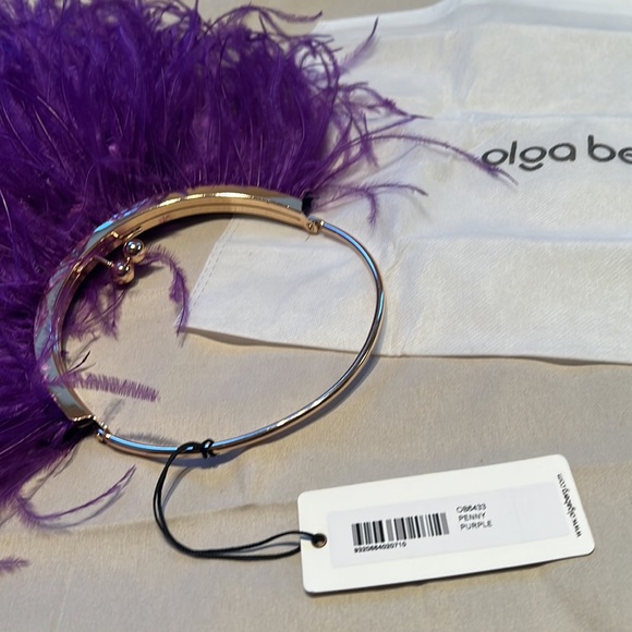 NWT Olga Berg Penny Feathered Frame Purple Bag - Picture 5 of 9